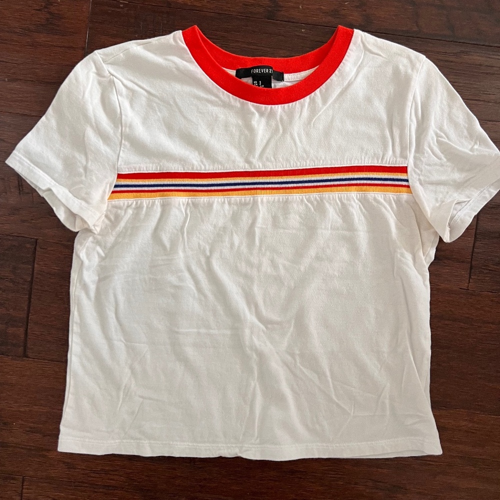 Forever 21 Rainbow Stripe T-Shirt Size Small